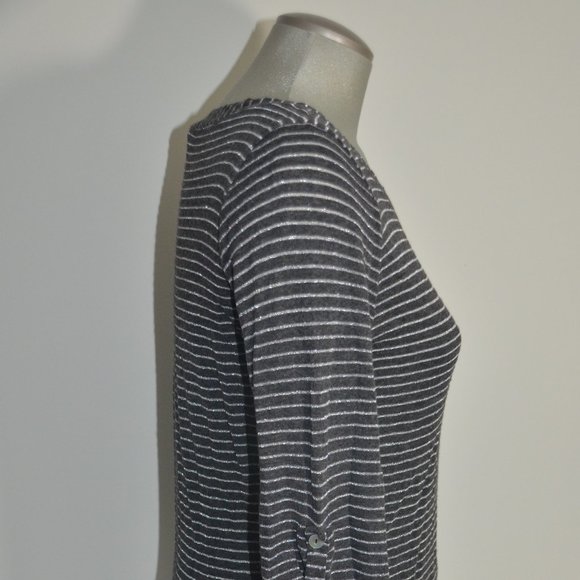 Splendid Grey & Silver Striped Top with Pocket - Picture 6 of 8